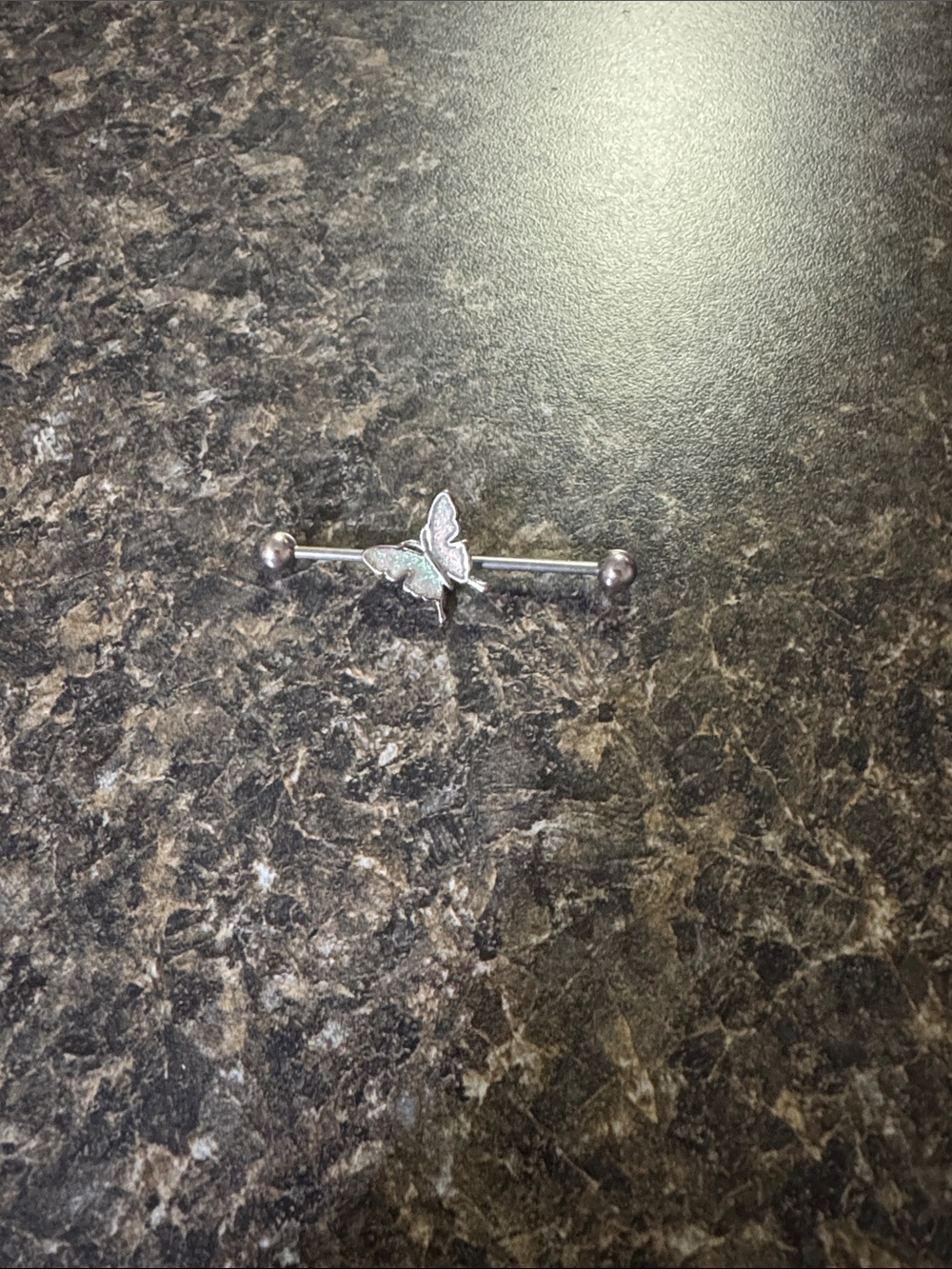 Silver Adjustable Butterfly Industrial Barbell Ear Piercing